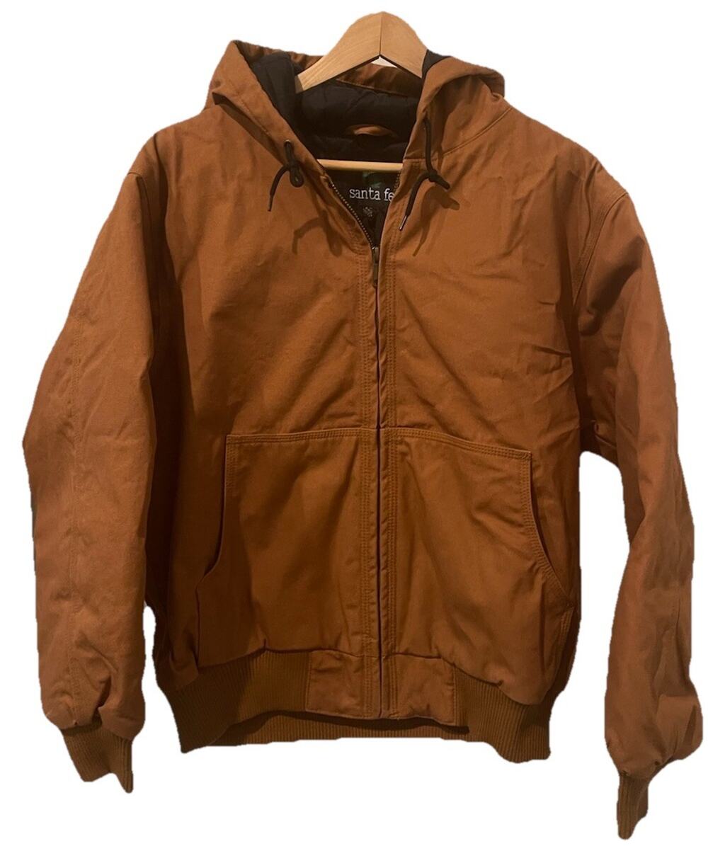 VTG SANTA FE Rust Brown Quilt Lined Canvas Duck Hooded Jacket Men's Size Medium